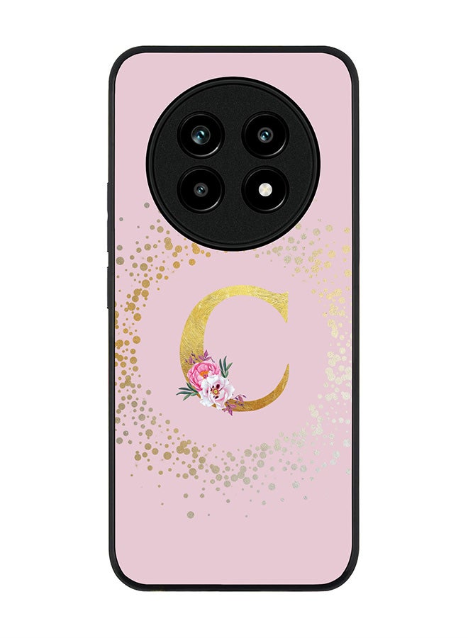 For Realme 13 Pro / 13 Pro+ Case,Slim fit Camera Protection, Shockproof Thin Phone cover  - Custom Monogram Floral - C  (Pink )